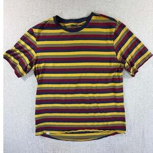 Fjallraven x Specialized Women XL Red Blue Striped Short Sleeve Cycling T Shirt